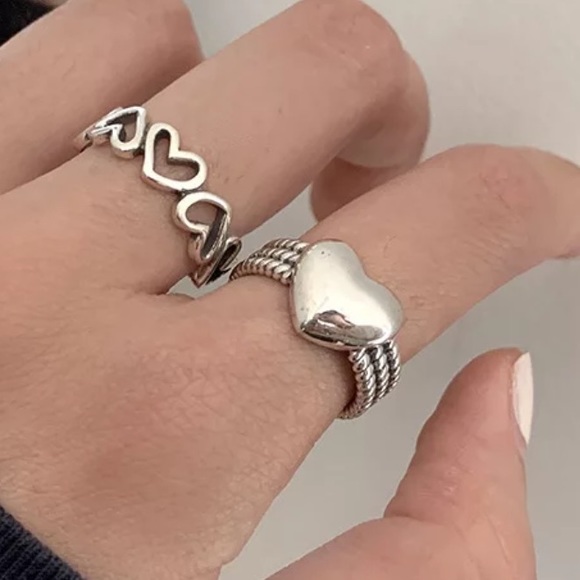 Jewelry - 🤍Insta Love Heart ring Adjustable ring  sterling silver ring